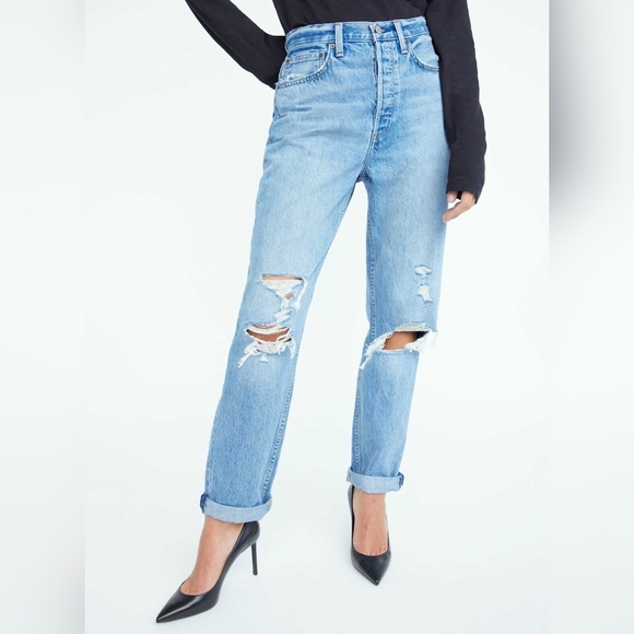 Denim Forum Denim - Aritzia Denim Forum The Boyfriend High Rise Loose 28L Medium Wash
